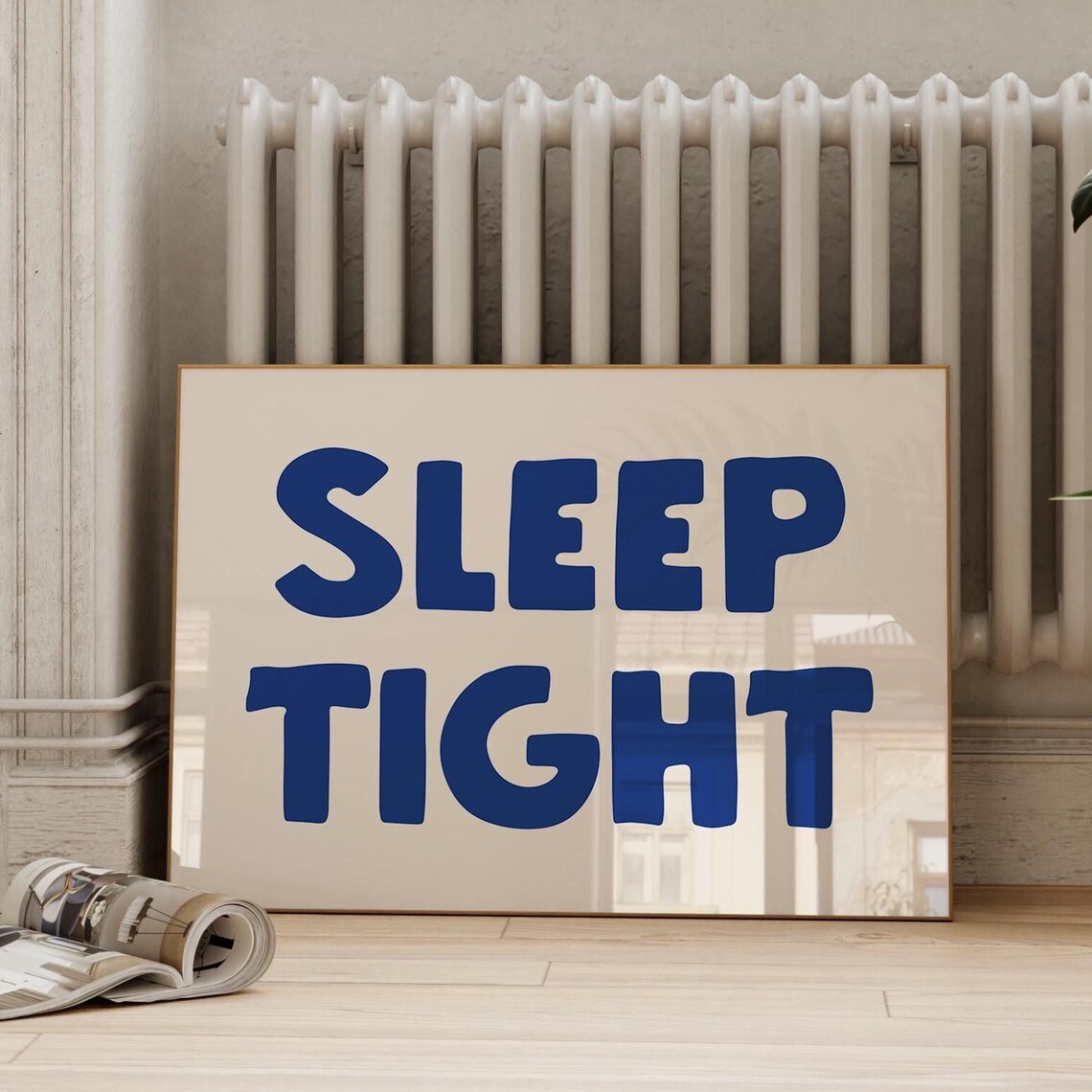 Sleep Tight Navy Blue Bedroom Quote Cozy Restful Wall Decor Print - Image 3