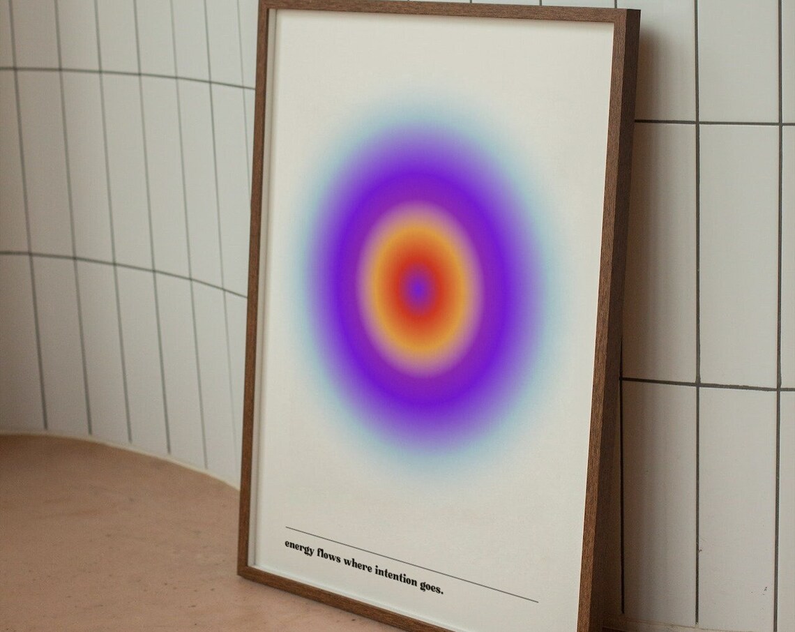 Energy Flow Aura Angel Poster, Positive Gradient Art Print