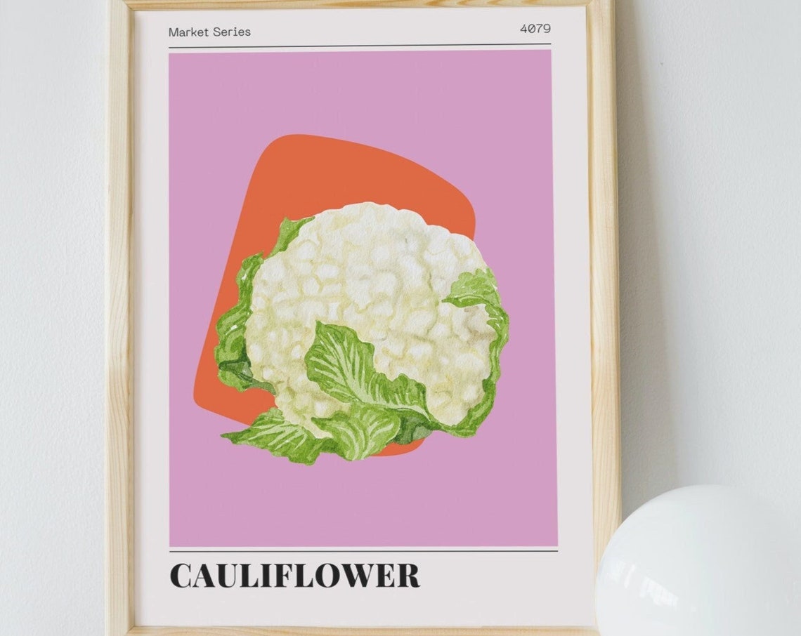 Cauliflower Market Series Watercolor Vegetable Kitchen Wall Art