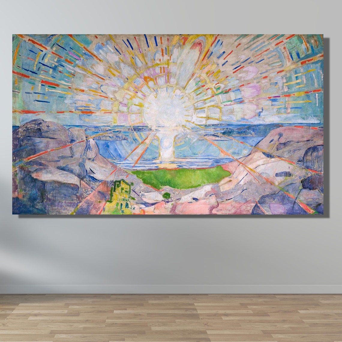 Edvard Munch The Sun Radiant Sunrise Over Rocky Coast Painting Poster