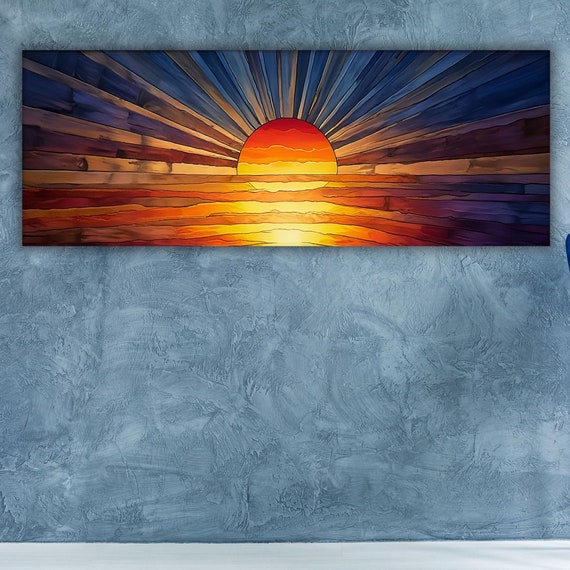 Sunrise Landscape Wall Art Panoramic Sunrise And Sunset Ready To Hang Long Sunshine Bedroom Wall Art Panoramic Sun Wall Art Sun Print