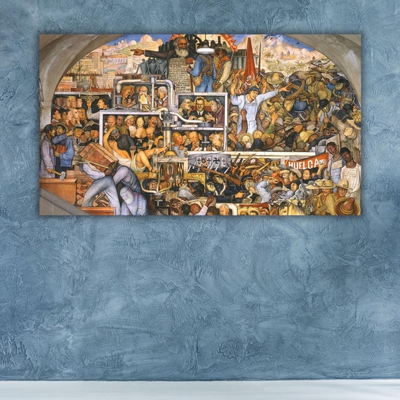 Diego Rivera Painting Art Poster Diego Rivera Mexican Bricklayers Wall Art Print Modern Art Office Room Decor Mexican Wall Art Print