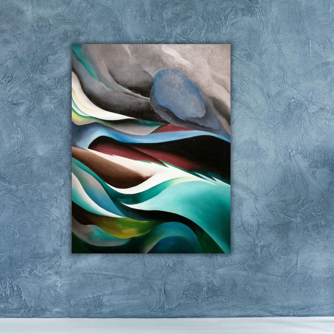 Abstract Flowing Waves Earth Tone Modernist Organic Form Poster