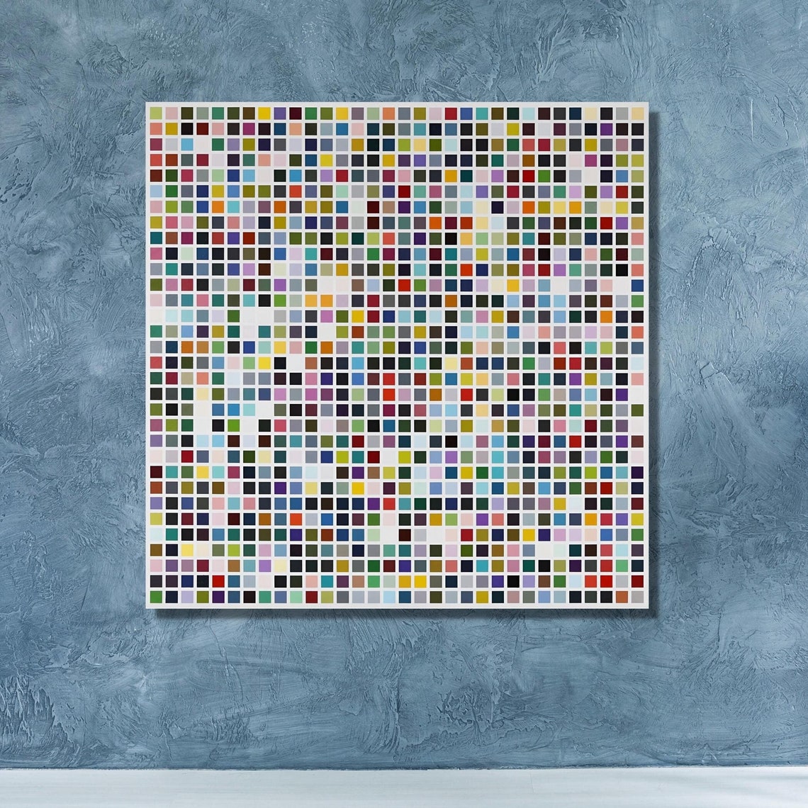 Multicolor Pixel Mosaic Square Grid Abstract Pop Fun Art Poster