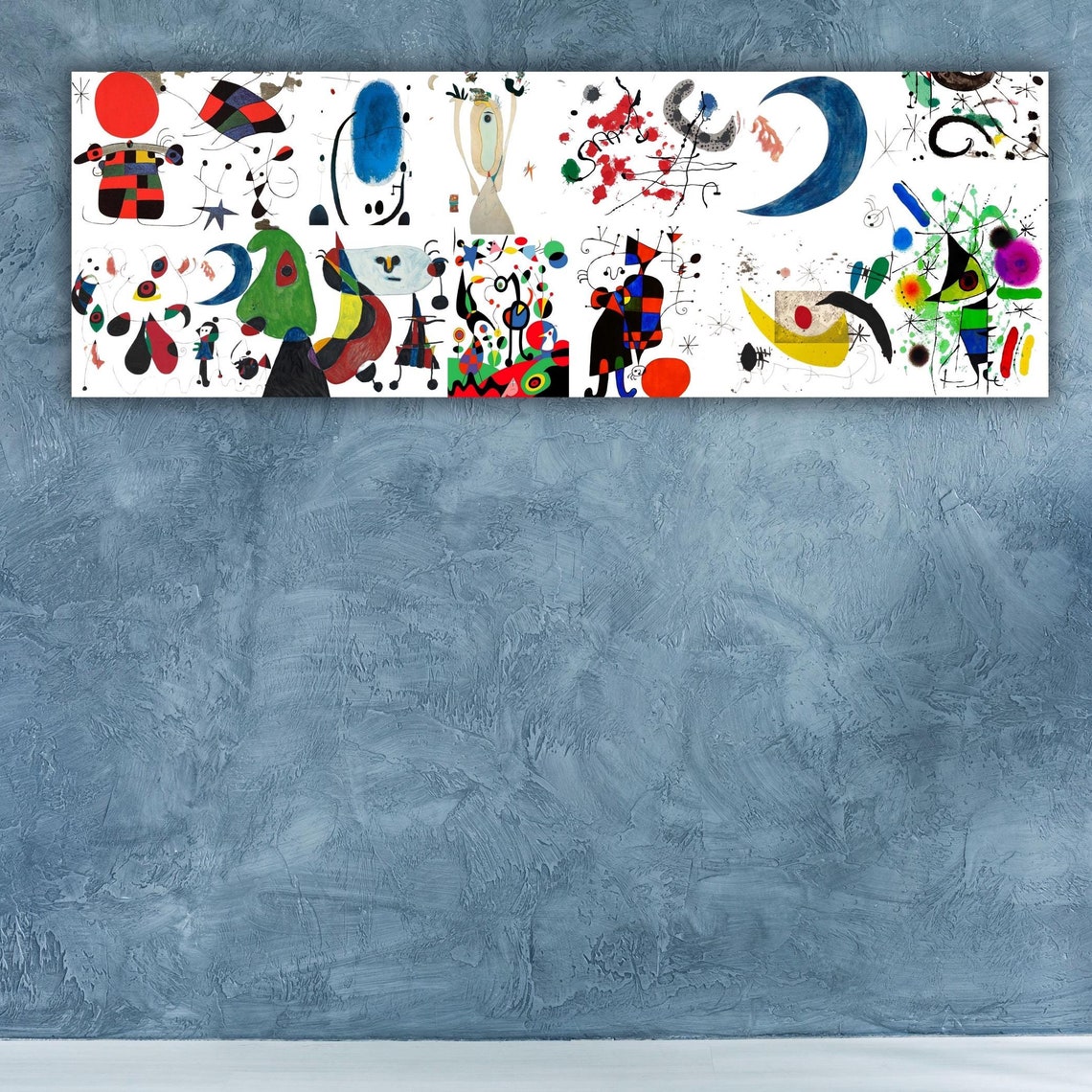 Joan Miro Panoramic Surrealist Abstract Colorful Shapes Poster