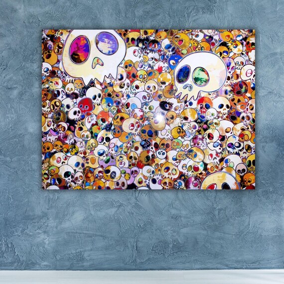 Colorful Cartoon Skulls Japanese Pop Art Style Skull Pattern Poster