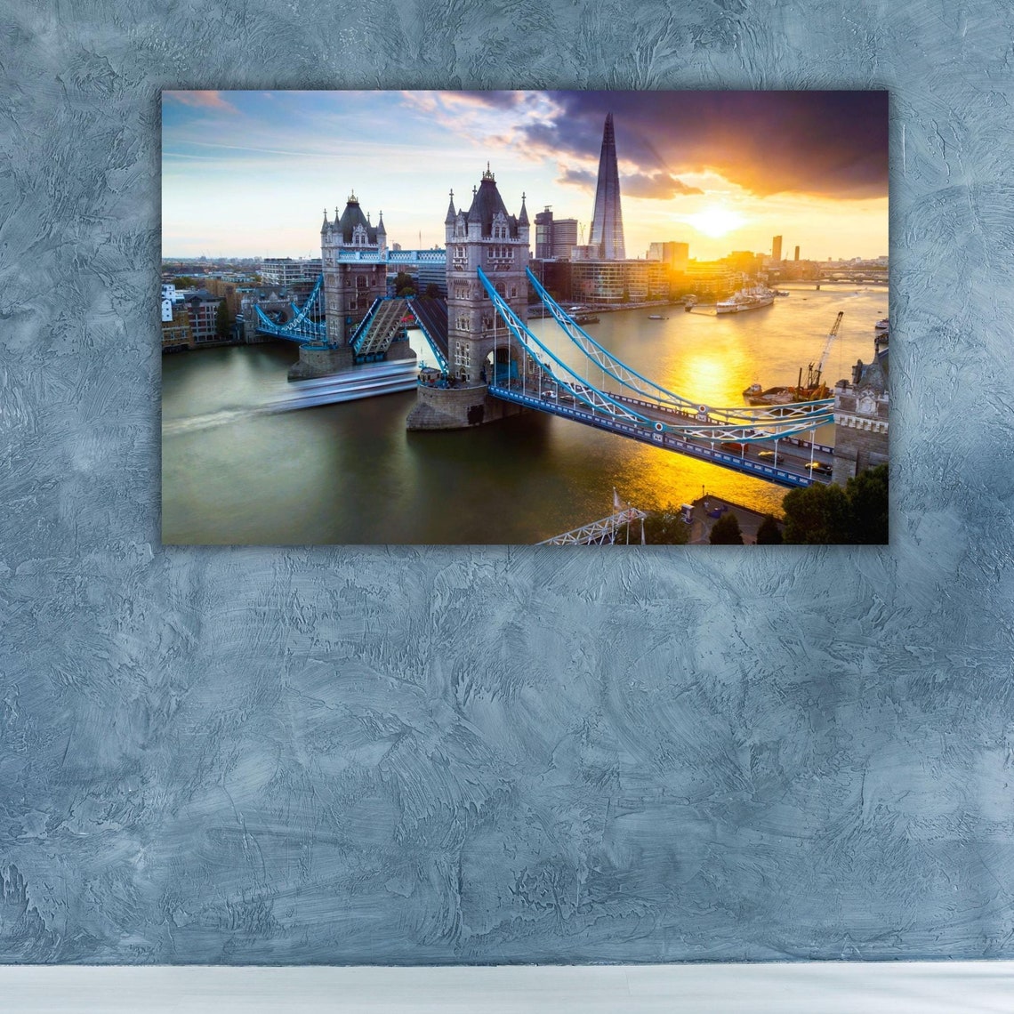 Tower Bridge London Sunset Thames River with The Shard Skyline Poster