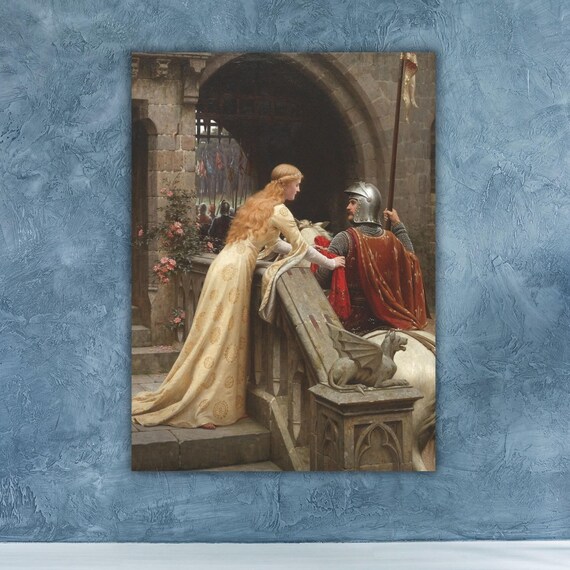 Edmund Leighton God Speed Knight Farewell Medieval Romance Poster