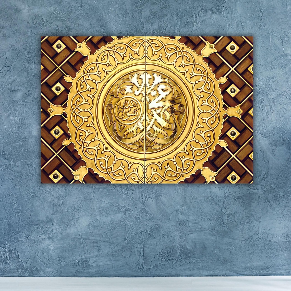 Masjid al Nabawi Golden Door Medina Ornate Islamic Calligraphy Poster