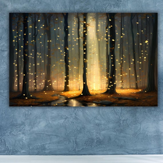 Firefly Wall Art Firefly Forest Art Mystical Forest Decor Magical Forest Print Fantasy Firefly Art Print Living Room Decor