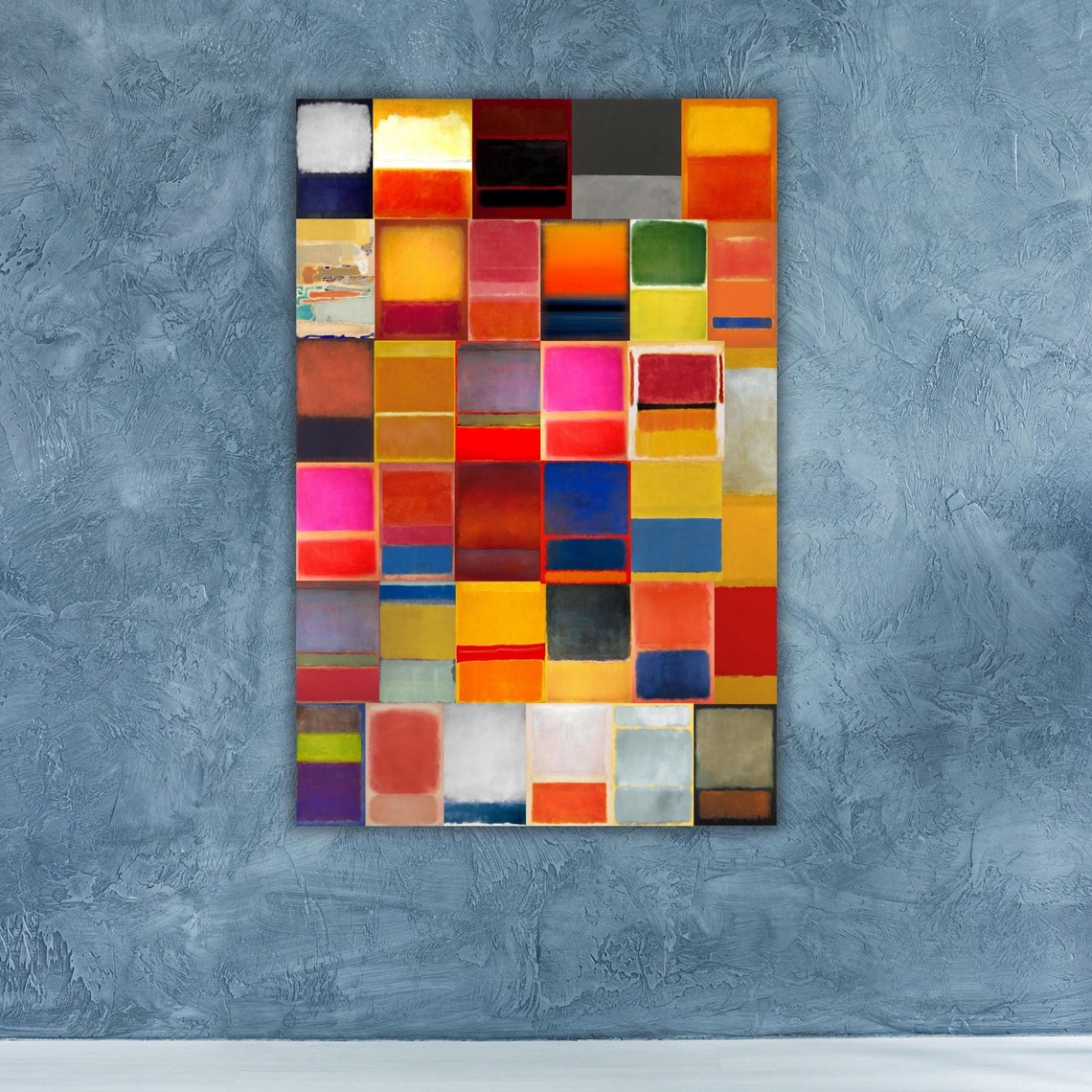 Colorful Abstract Grid of Painted Rectangles Modern Color Block Poster