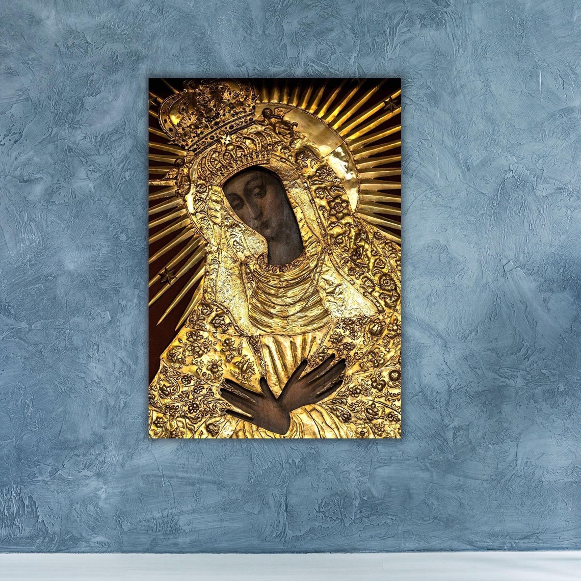 Black Madonna of Czestochowa Golden Robed Virgin Mary Icon Poster - Image 3