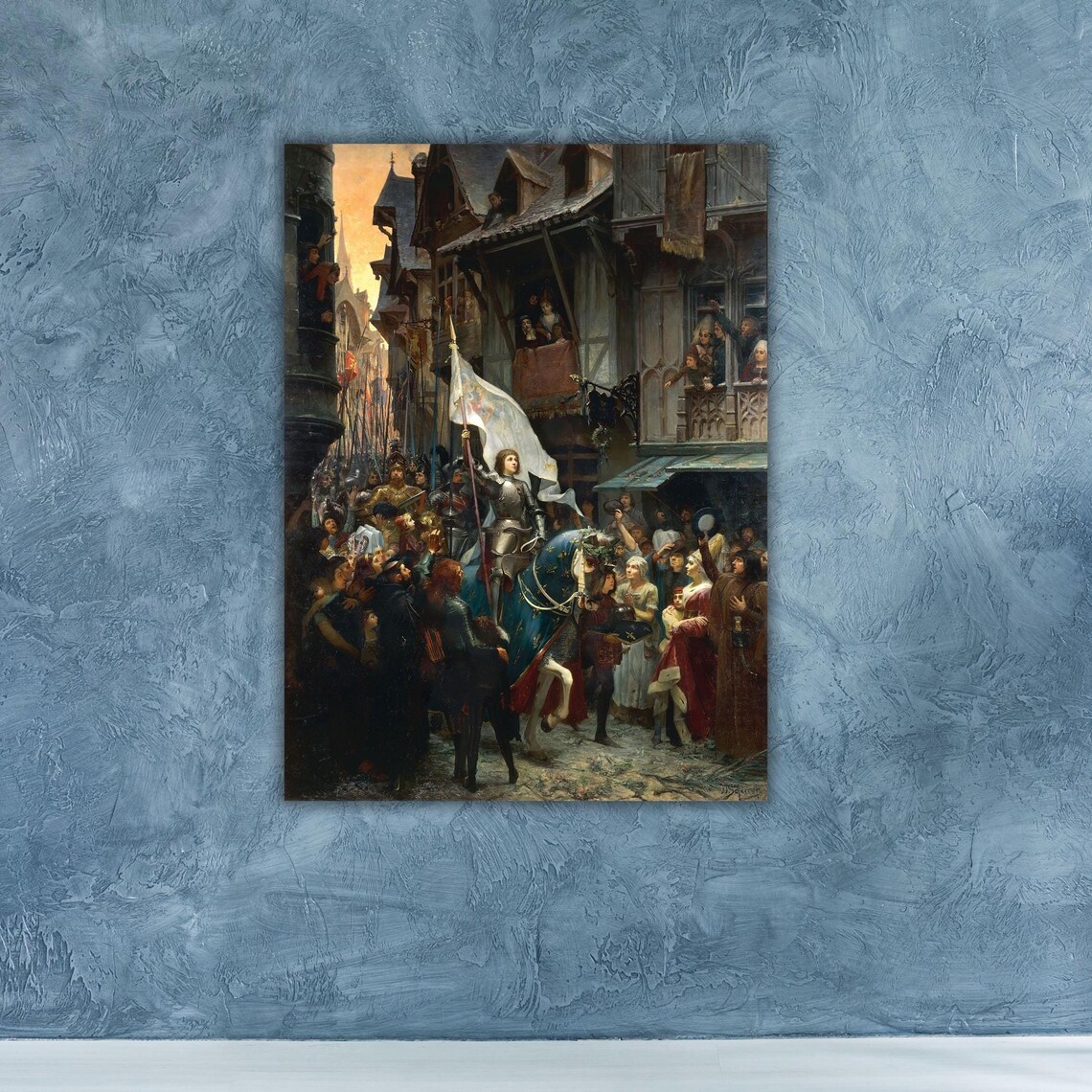 Joan of Arc Entering Orleans Armored Horse Banner Historic Painting Poster - Image 3