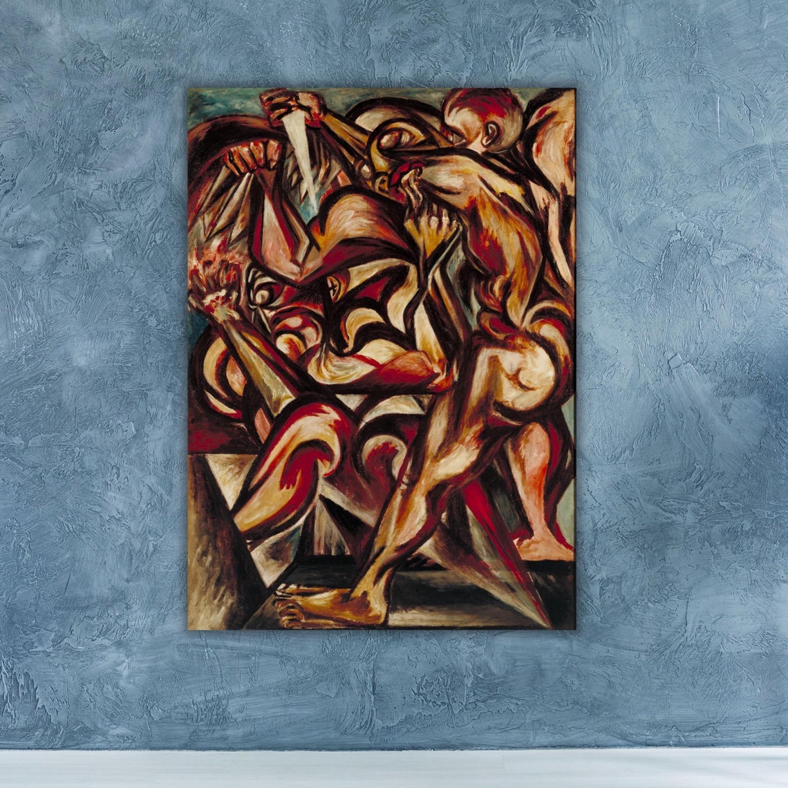 Expressionist Contorted Figures Bold Abstract Modern Painting Poster - Image 3