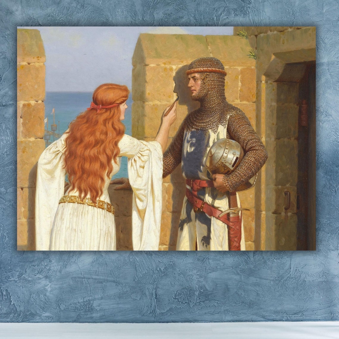 Edmund Blair Leighton The Shadow Medieval Knight Lady Wall Poster