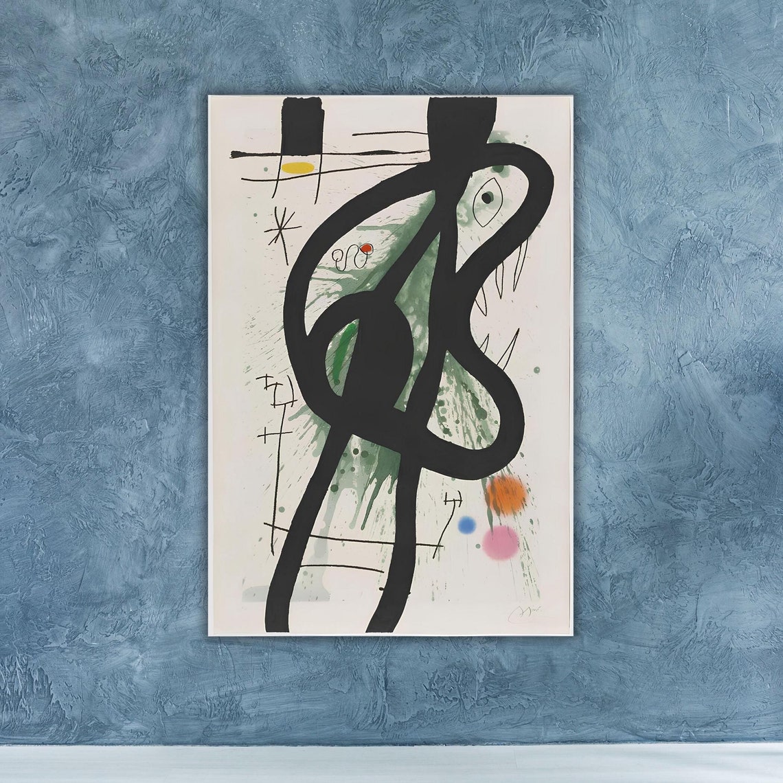 Bold Black Surrealist Abstract Figure Spontaneous Modern Art Poster - Image 3