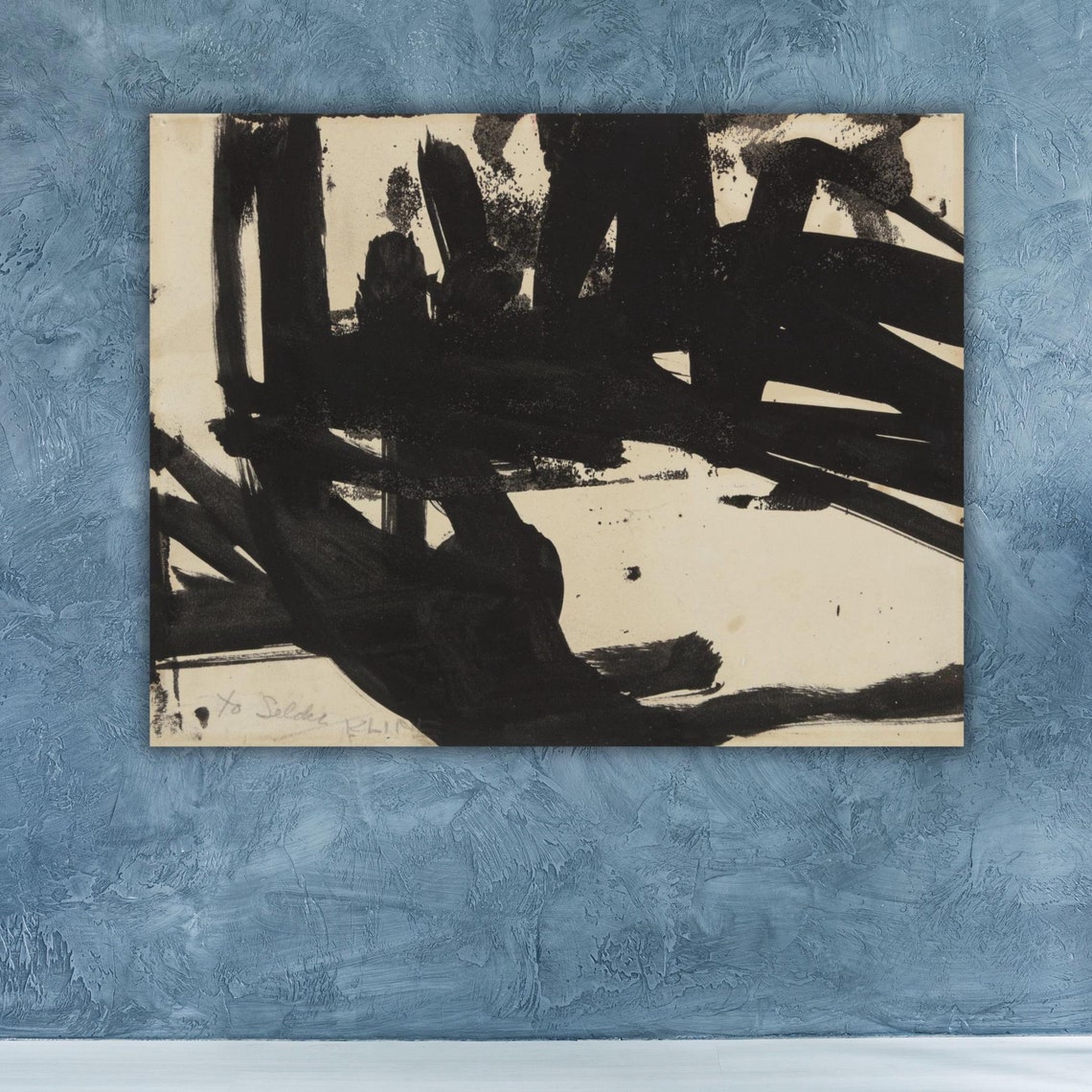 Franz Kline Black Ink Gestural Abstract Drawing Study Poster - Image 3