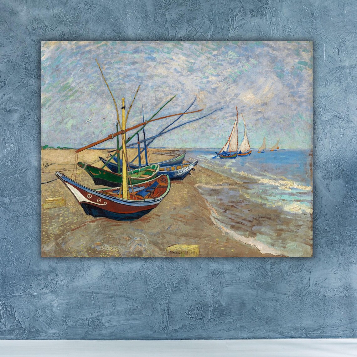Van Gogh Fishing Boats on the Beach Saintes Maries 1888 Poster