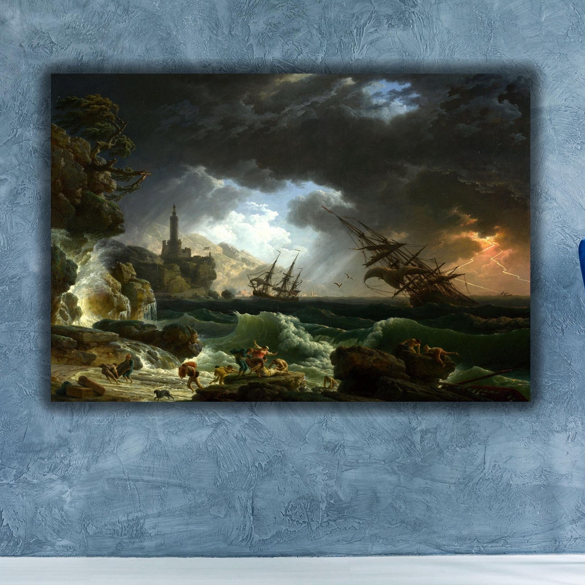 Stormy Shipwreck Seascape Lighthouse Dramatic Ocean Classic Poster