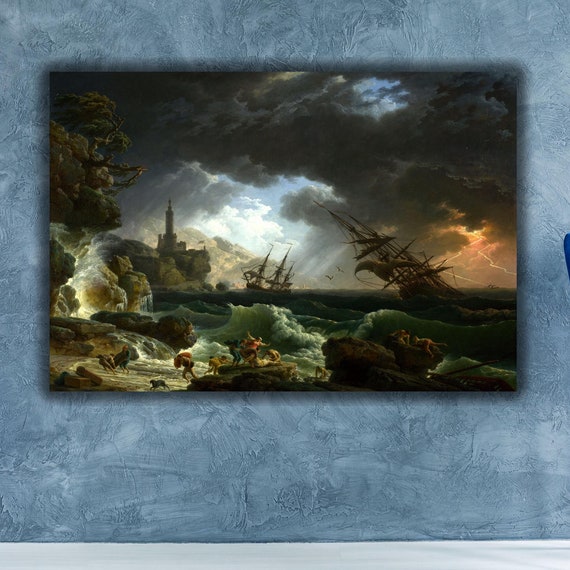 Claude Joseph Vernet Wall Art Claude Joseph Vernet A Shipwreck In Stormy Seastempte Art Print Posterpanel Home Wall Decor1