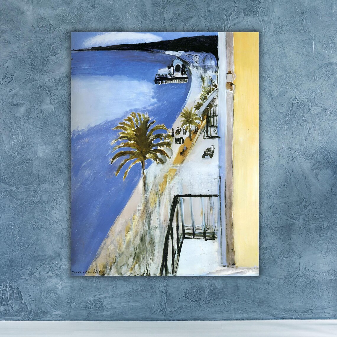 Fauvist Coastal Bay Palm Tree Vintage Blue Seascape Painting Poster