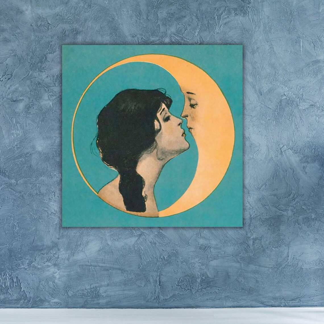 Dear Old Dixie Moon Vintage Songbook Cover Woman Kissing Moon Poster