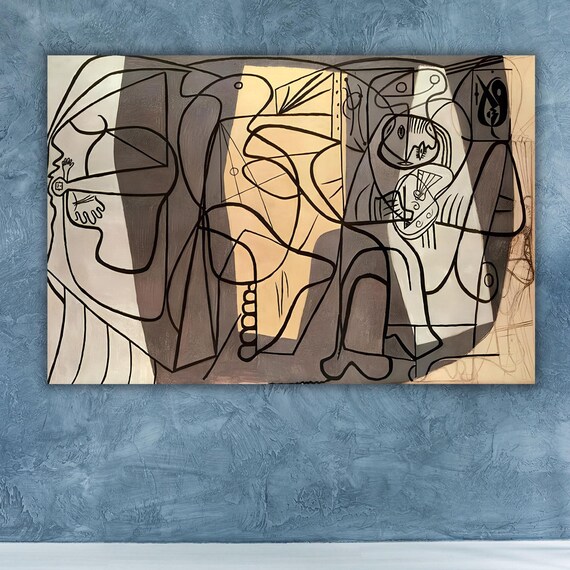 Pablo Picasso Artist and His Model Cubist Line Drawing Poster