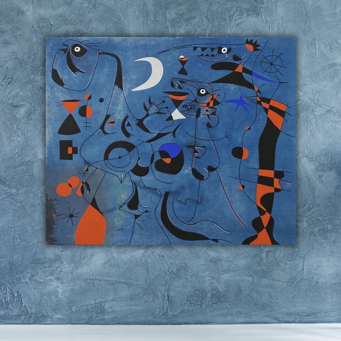 Joan Miro Blue Surrealist Moon Stars Constellation Art Poster