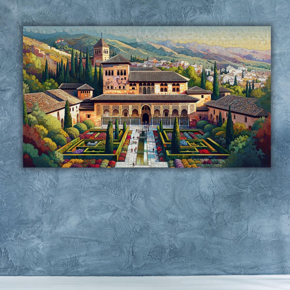 Alhambra Palace Granada Spain Colorful Travel Landmark Art Poster