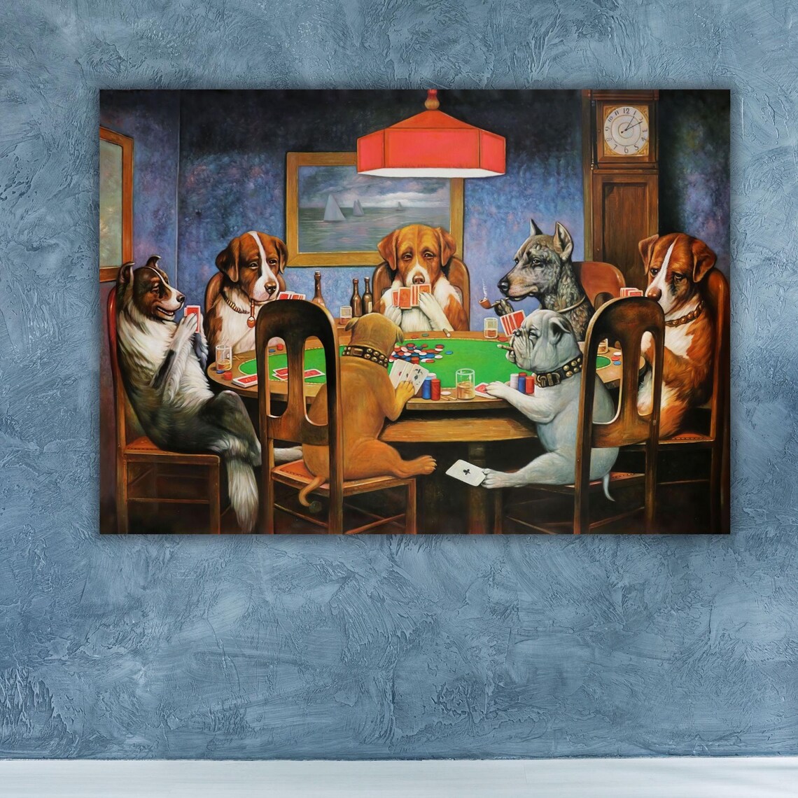 Famous Dogs Playing Poker Card Game Vintage Oil Painting Poster