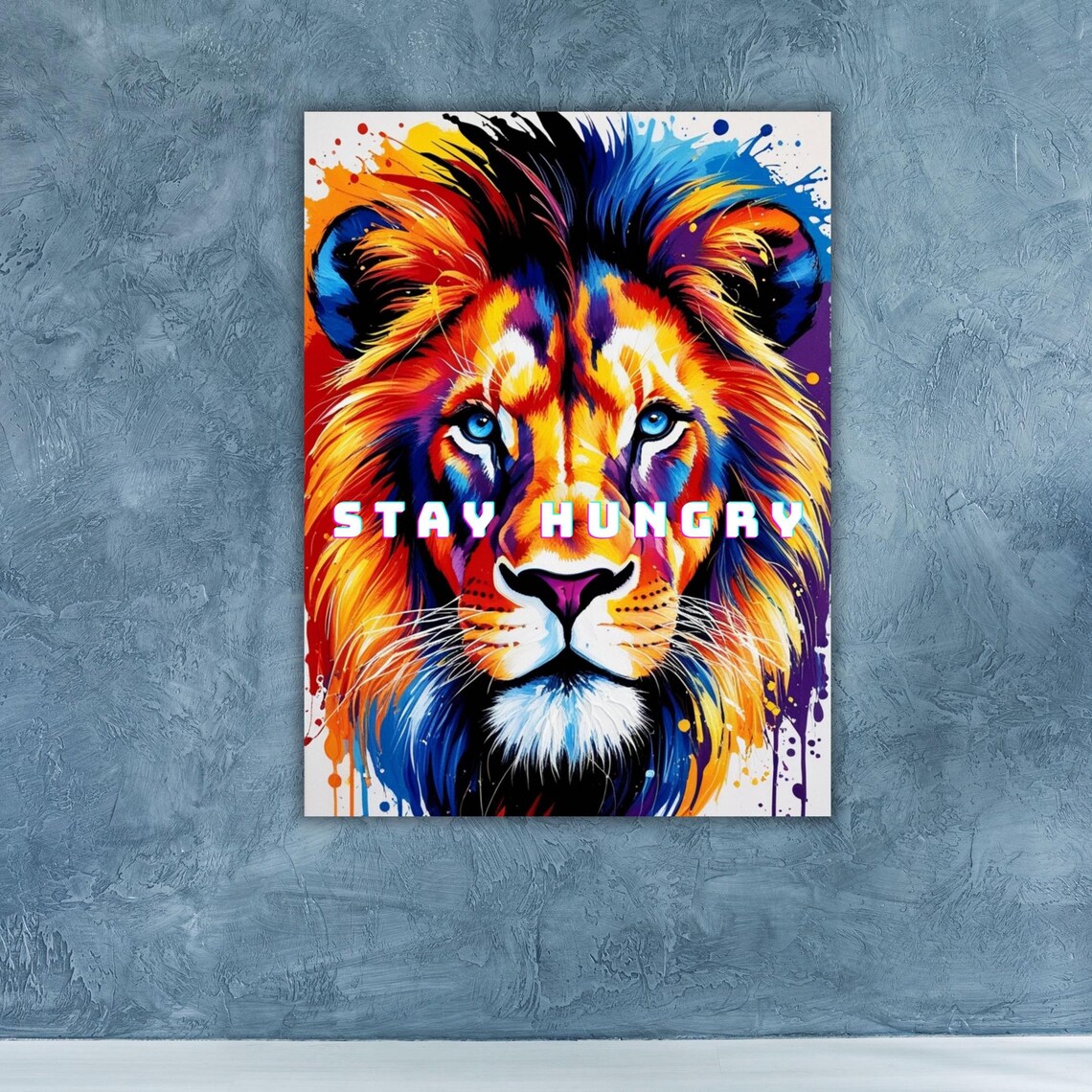 Colorful Lion Stay Hungry Motivational Quote Pop Art Portrait Poster - Image 3