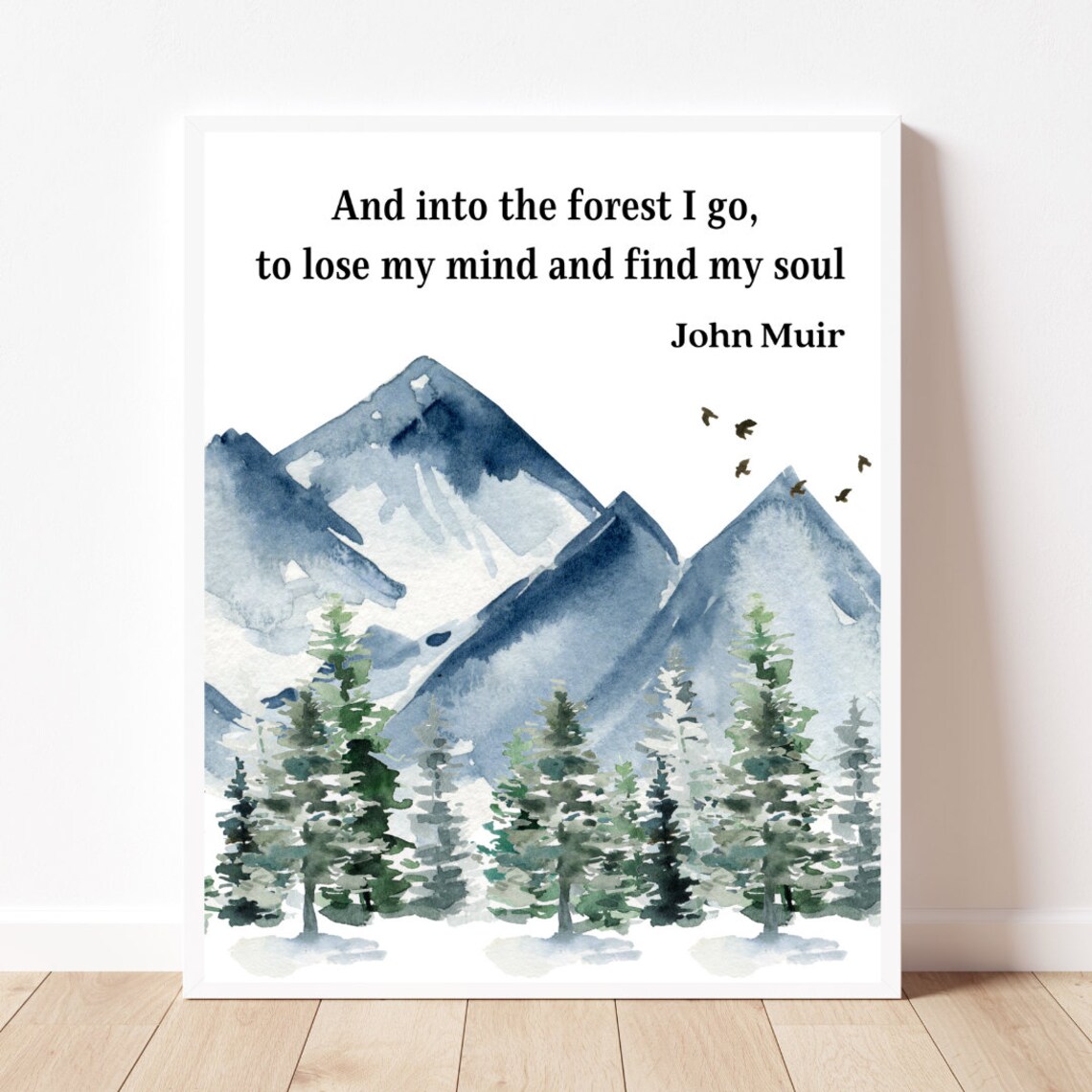 John Muir Quote Watercolor Nature Wall Art Print