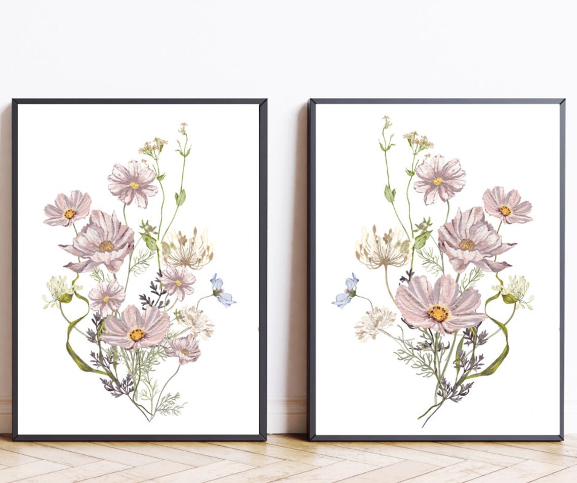Wildflower Watercolor Art Print, Botanical Wall Art