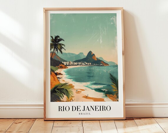 Rio De Janeiro Travel Poster Brazil Wall Art Personalized Gift Birthday Wedding Anniversary Housewarming Present
