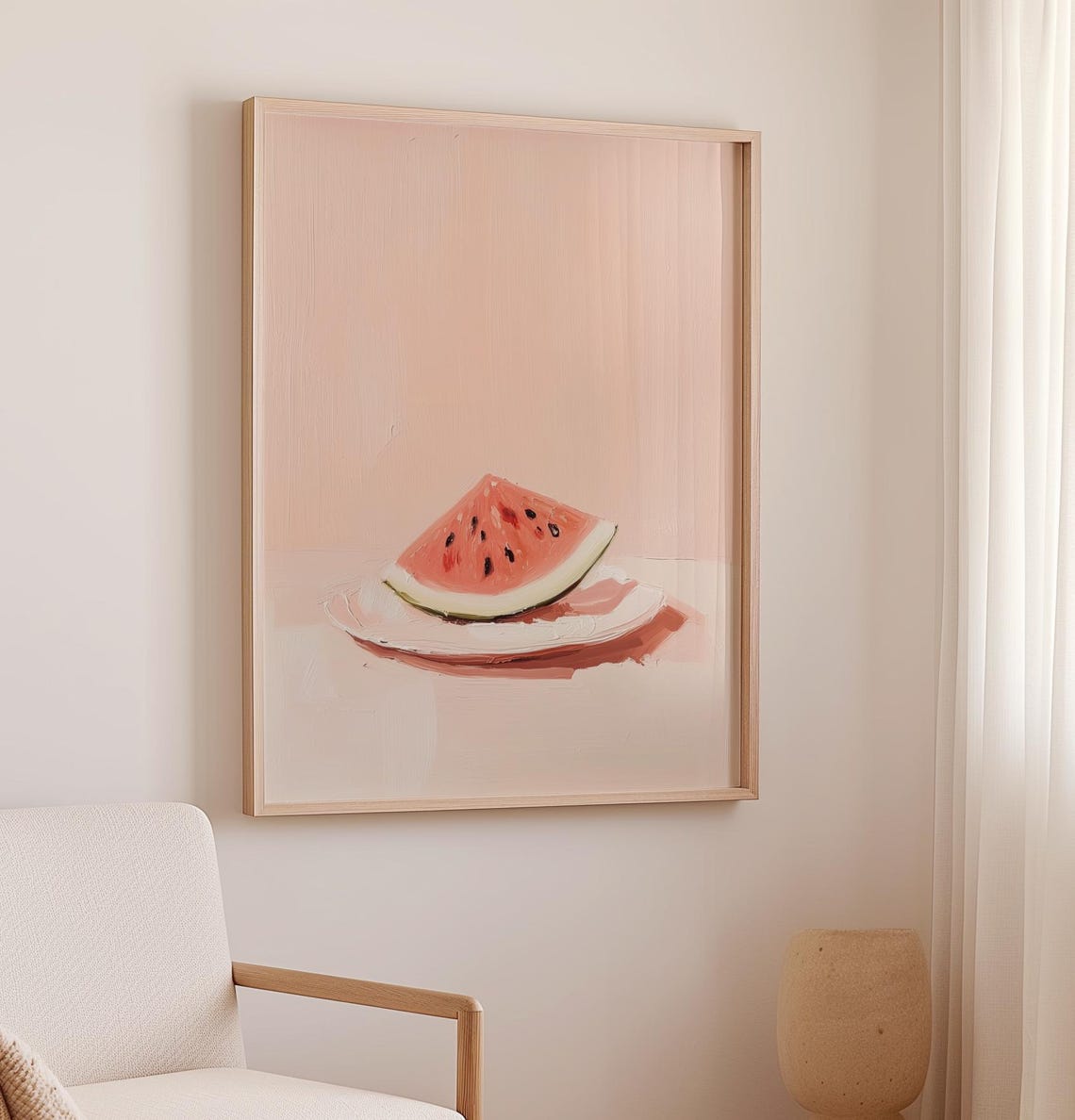 Fresh Watermelon Slice On Plate Minimalist Summer Art Poster - Image 2