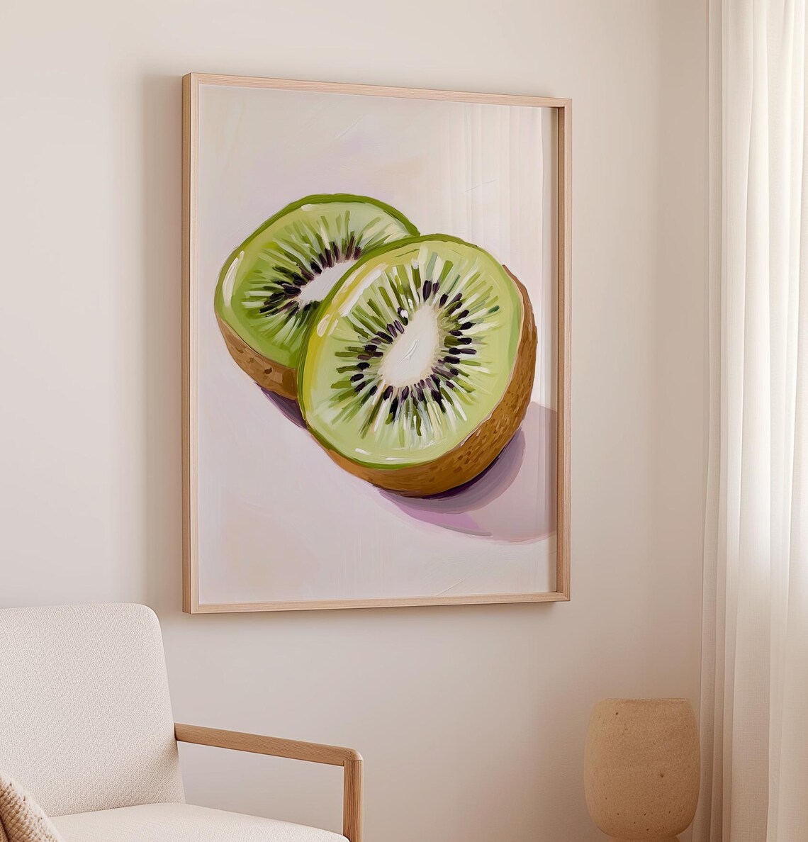 Kiwi Fruit Slice Painting Tropical Green Kitchen Wall Art Poster - Image 3