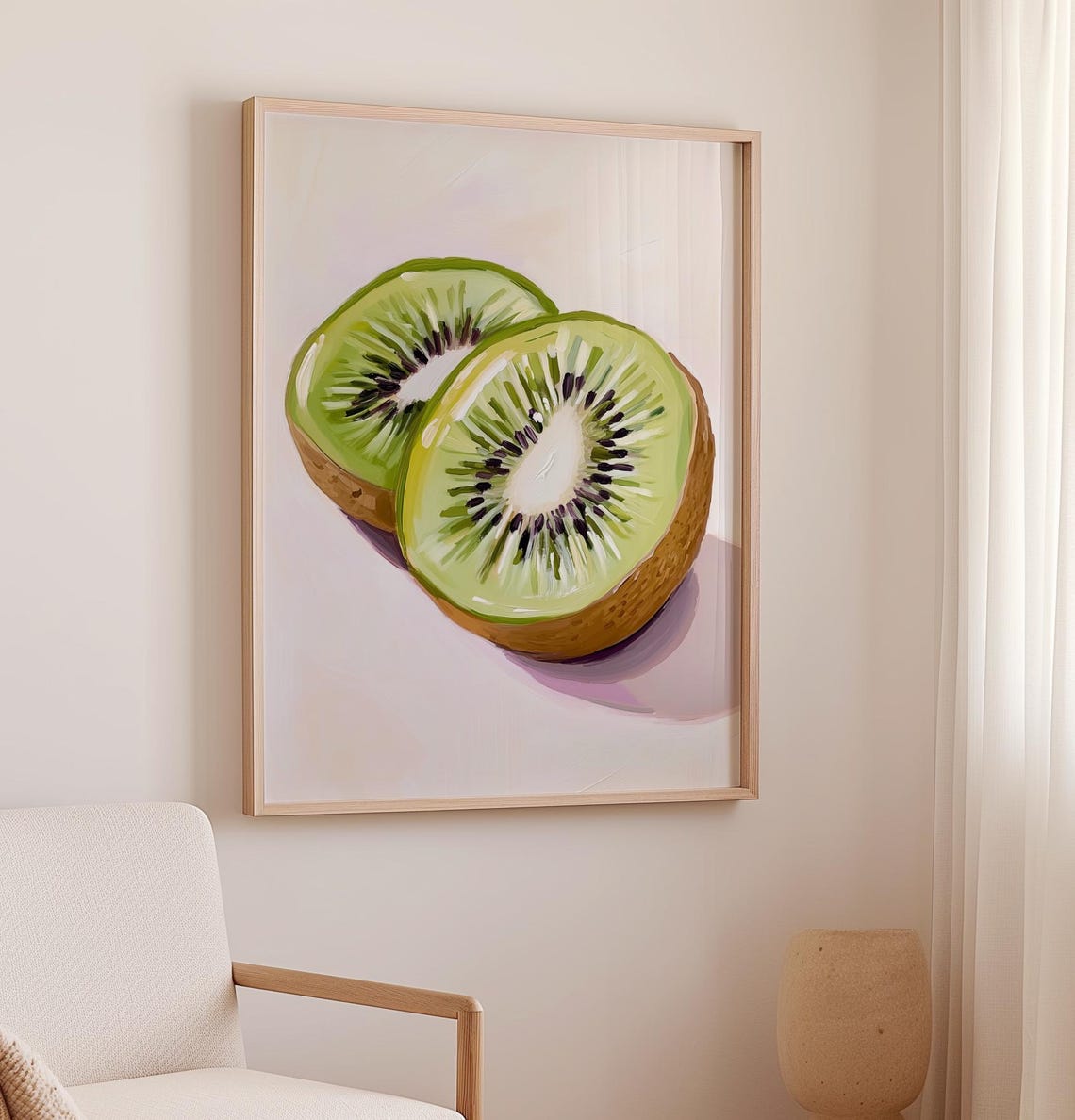 Kiwi Fruit Slice Print Kitchen Wall Decor Kiwi Art Tropical Kiwi Poster Fruit Slice Decor Pastel Painting - Image 3