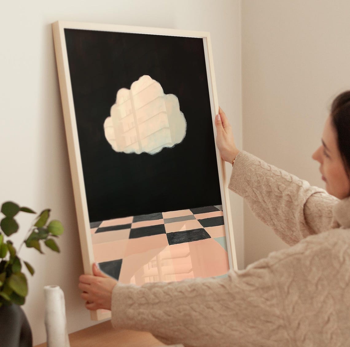 Retro Cloud Wall Art Cloud Art Minimalist Wall Decor Cloud Print Moody Cloud Art Nature Art Still Life Art - Image 3