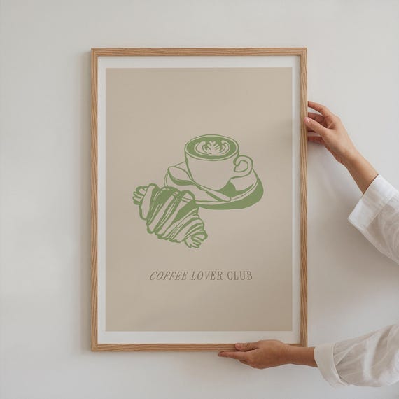 Coffee Lover Club Print Coffee Bar Decor Trendy Kitchen Poster Retro Coffee Print Aesthetic Coffee Poster Bakery Print