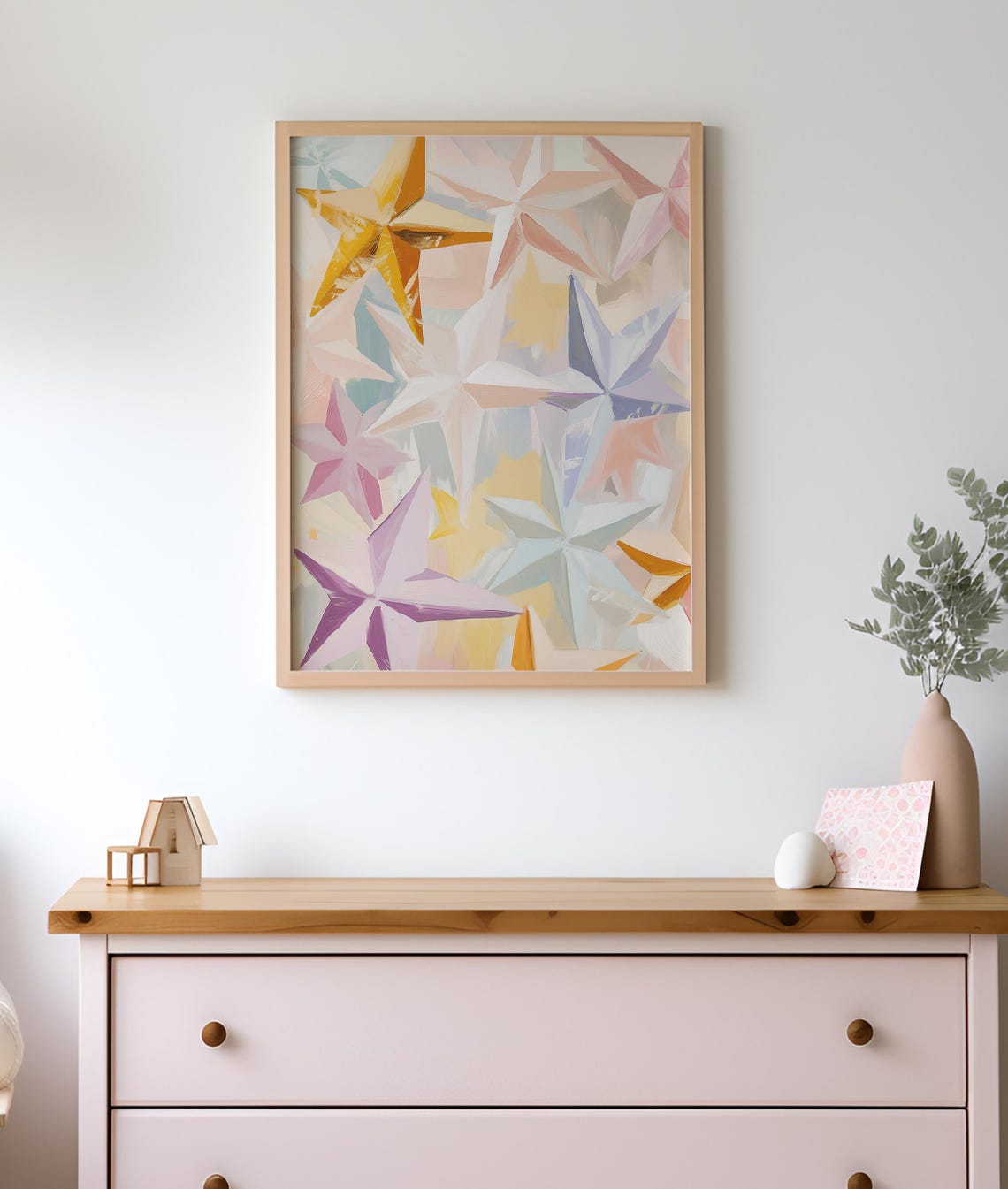 Pastel Star Collage Gold Lavender Pink Nursery Star Art Poster - Image 2