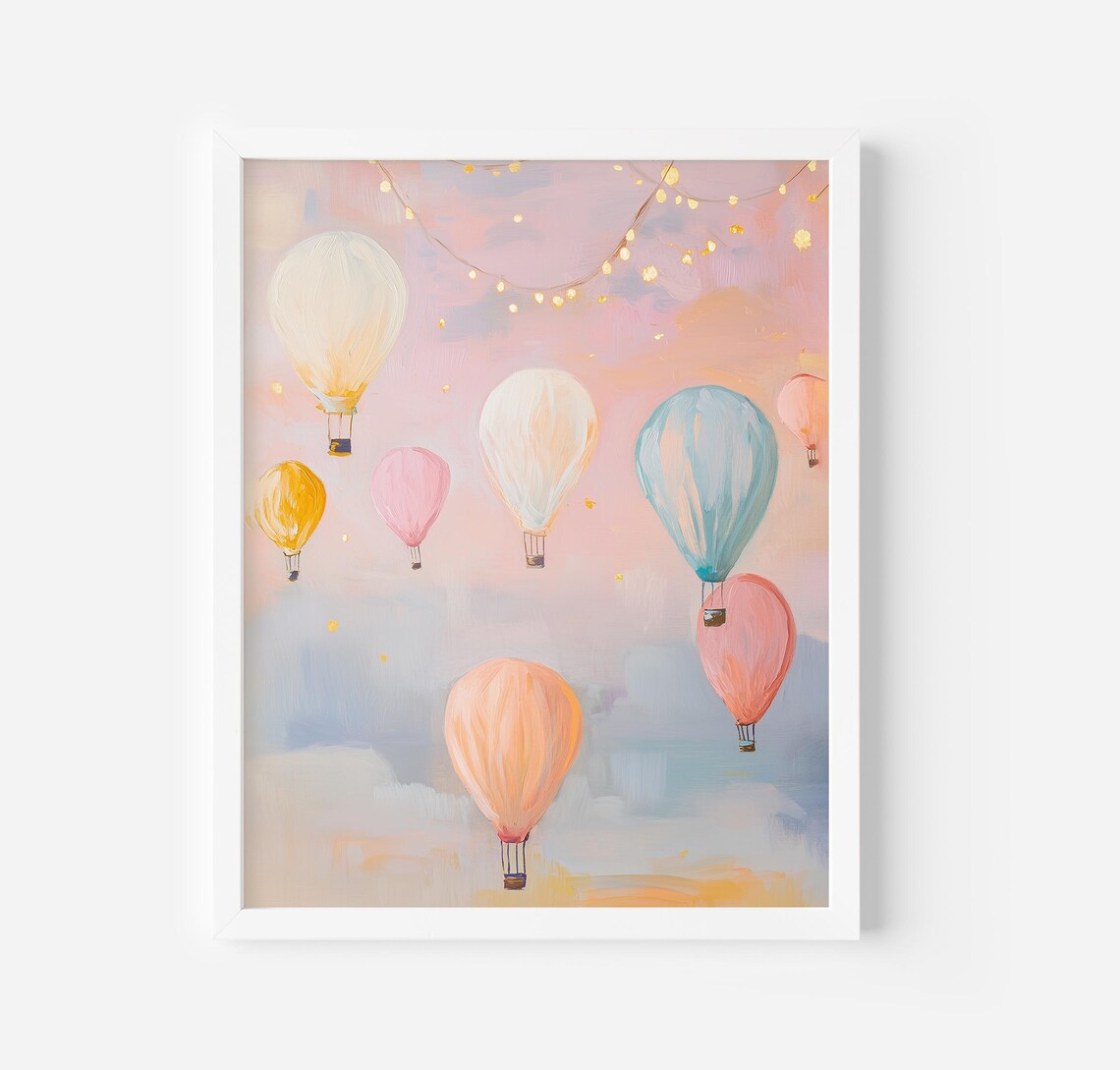 Hot Air Balloons Vintage Nursery Art Print
