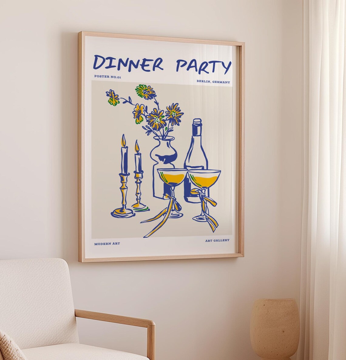 Dinner Party Vintage Cocktail Poster, Kitchen Bar Art - Image 3