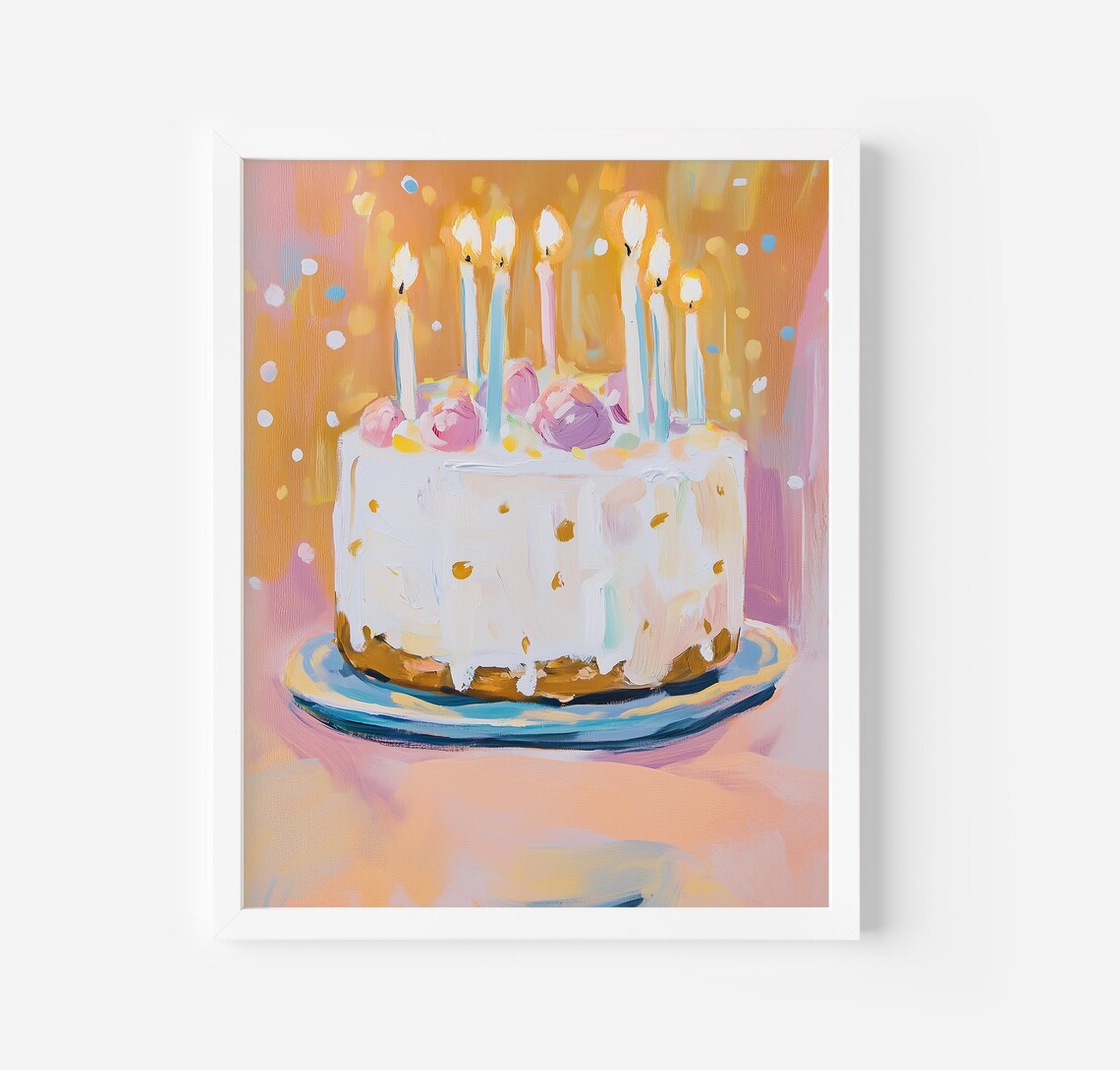 Birthday Cake Retro Kitchen Bakery Wall Art Print - Image 4