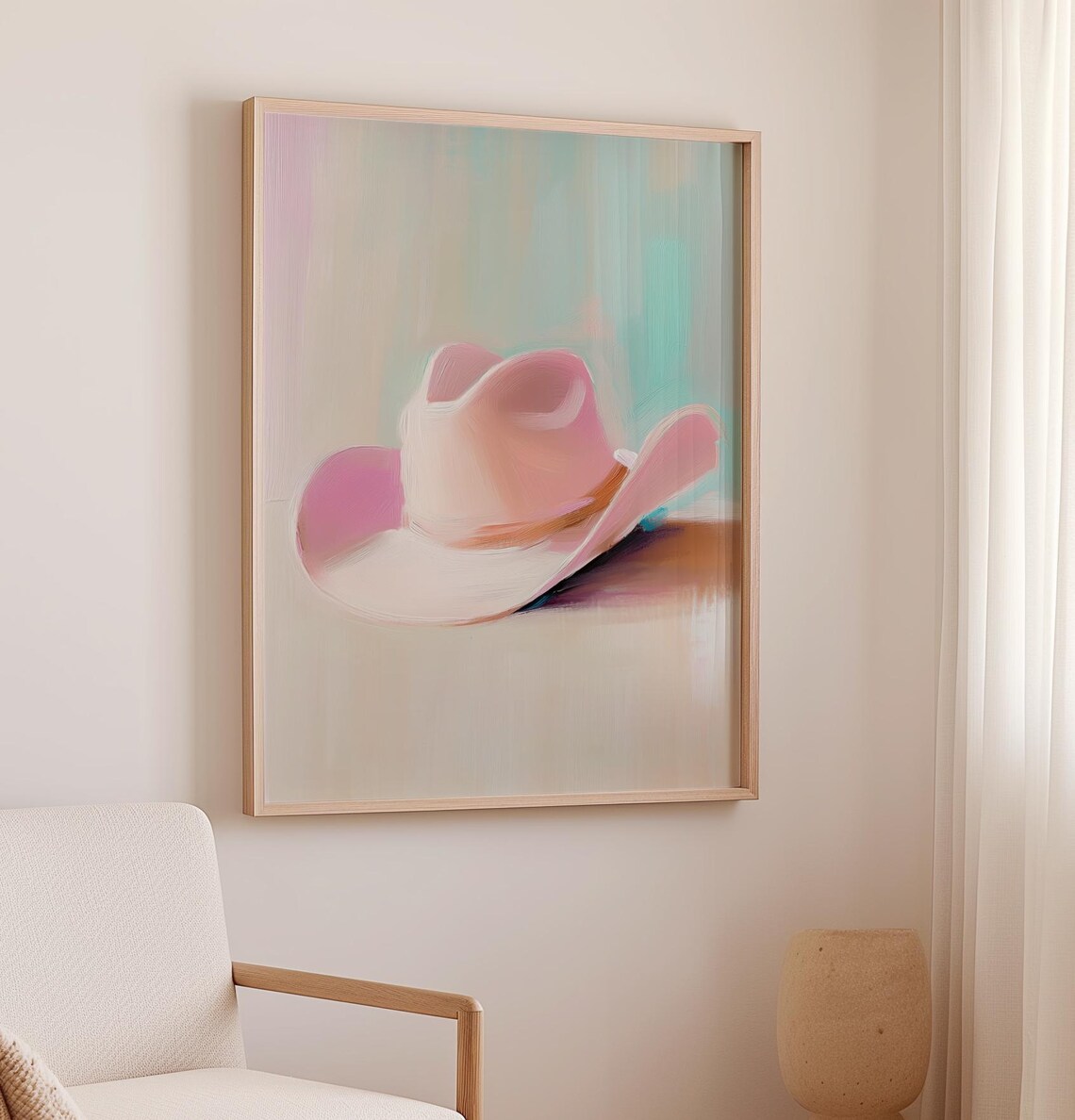 Pink Cowgirl Hat Retro Western Art Print - Image 2