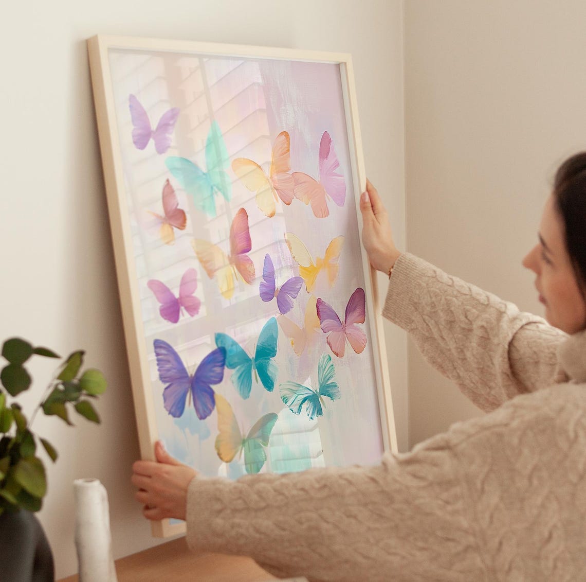 Pastel Butterflies Watercolor Butterfly Nursery Painting Poster - Image 3