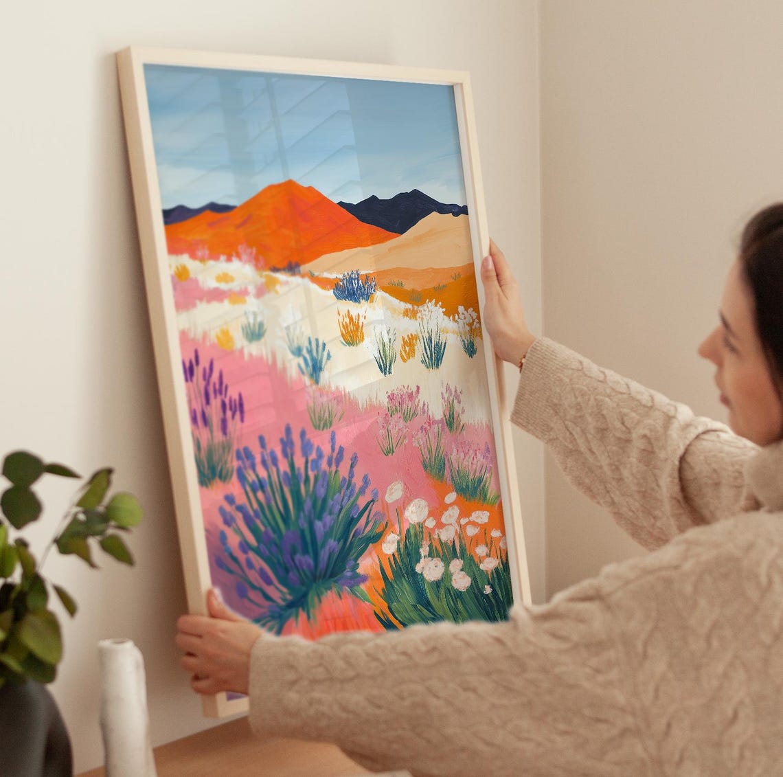 Desert Sunset Wildflower Bloom Orange Mountain Southwest Print Poster - Image 4
