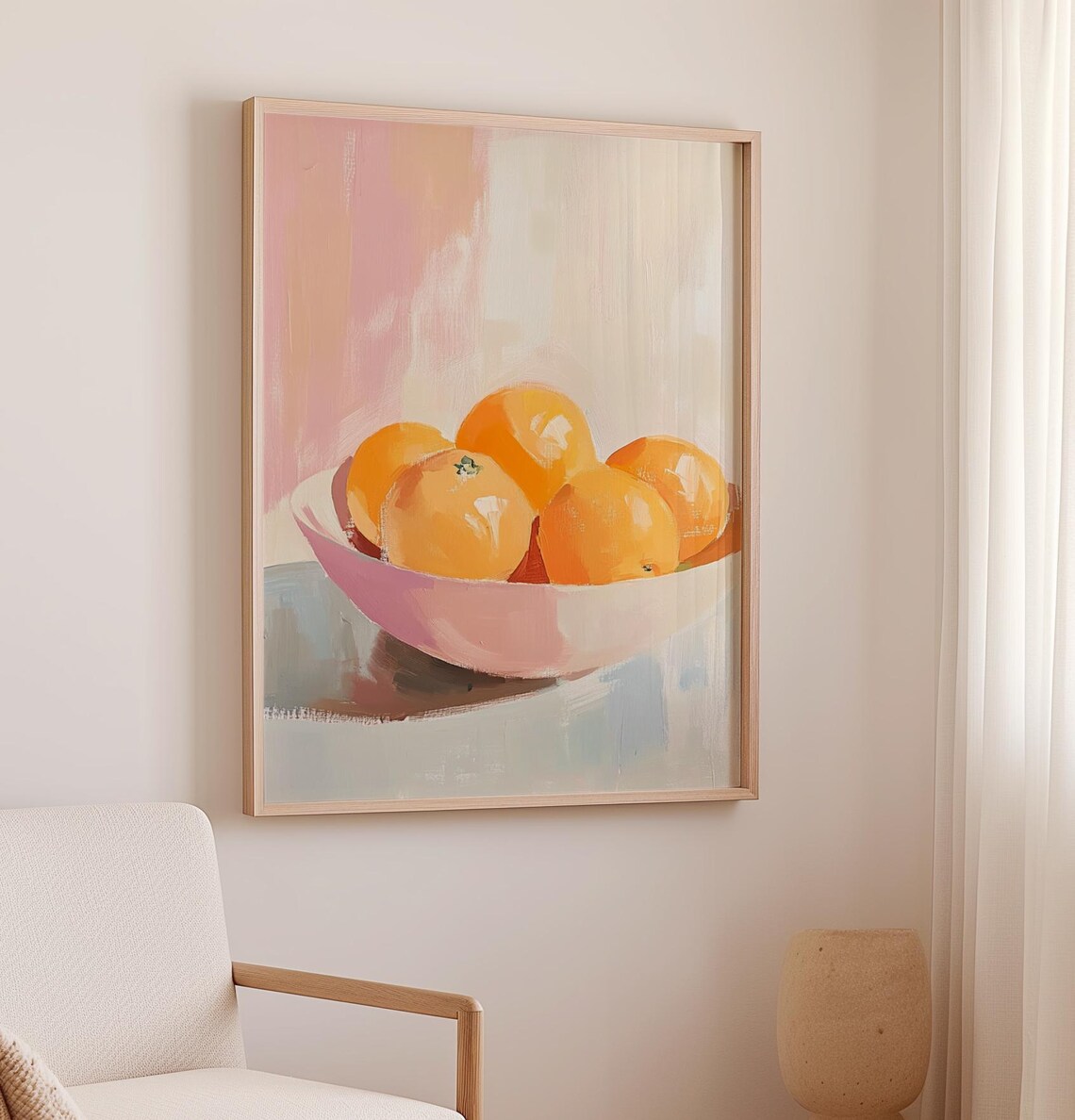 Oranges Acrylic Painting Style Art Print, Pastel Citrus - Image 2
