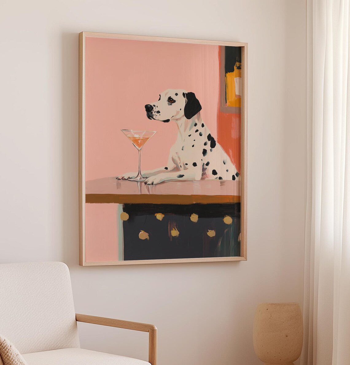 Dalmatian Cocktail Painting, Trendy Bar Cart Art Print - Image 2