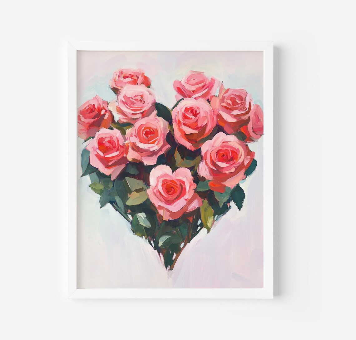 Flower Bouquet Roses Valentine Floral Art Print