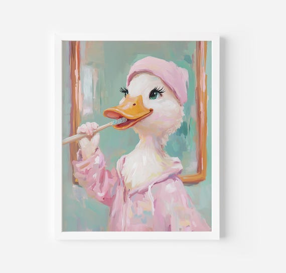 Cute Bathroom Duck Print It Girl Poster Duck Goose Poster Trendy Aesthetic Bathroom Decor Minimalist Duck Art Preppy Dorm Decor